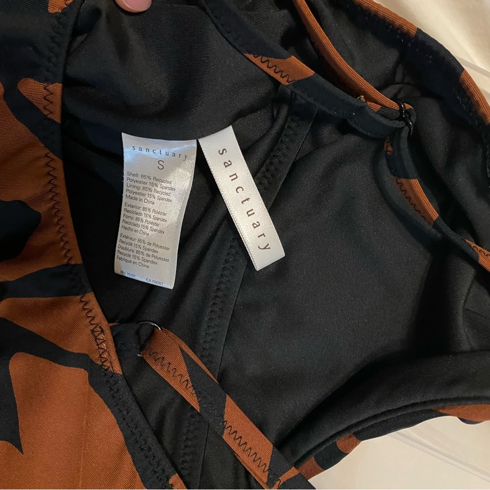 NWOT Sanctuary Black and Brown Patterned Bodysuit - Picture 5 of 6